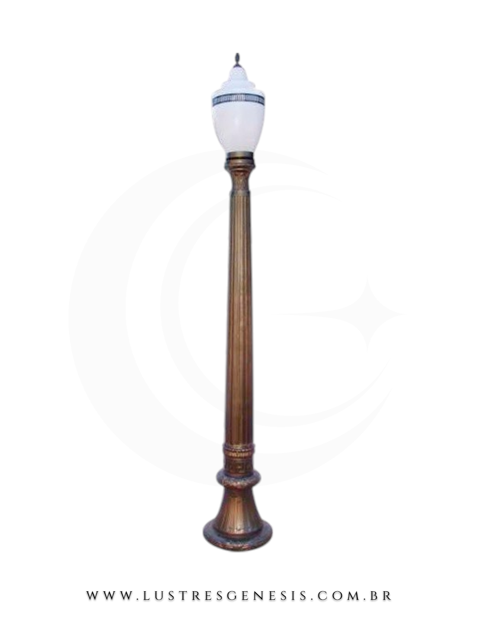 Poste de Jardim Colonial Cl&aacute;ssico Bronze 3,86m com Globo Branco para Jardim Fachada &Aacute;rea Externa Garagem Piscina